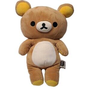 2016 RILAKKUMA Brown Bear Plush Back Zipper Pouch 15" San-X Co.